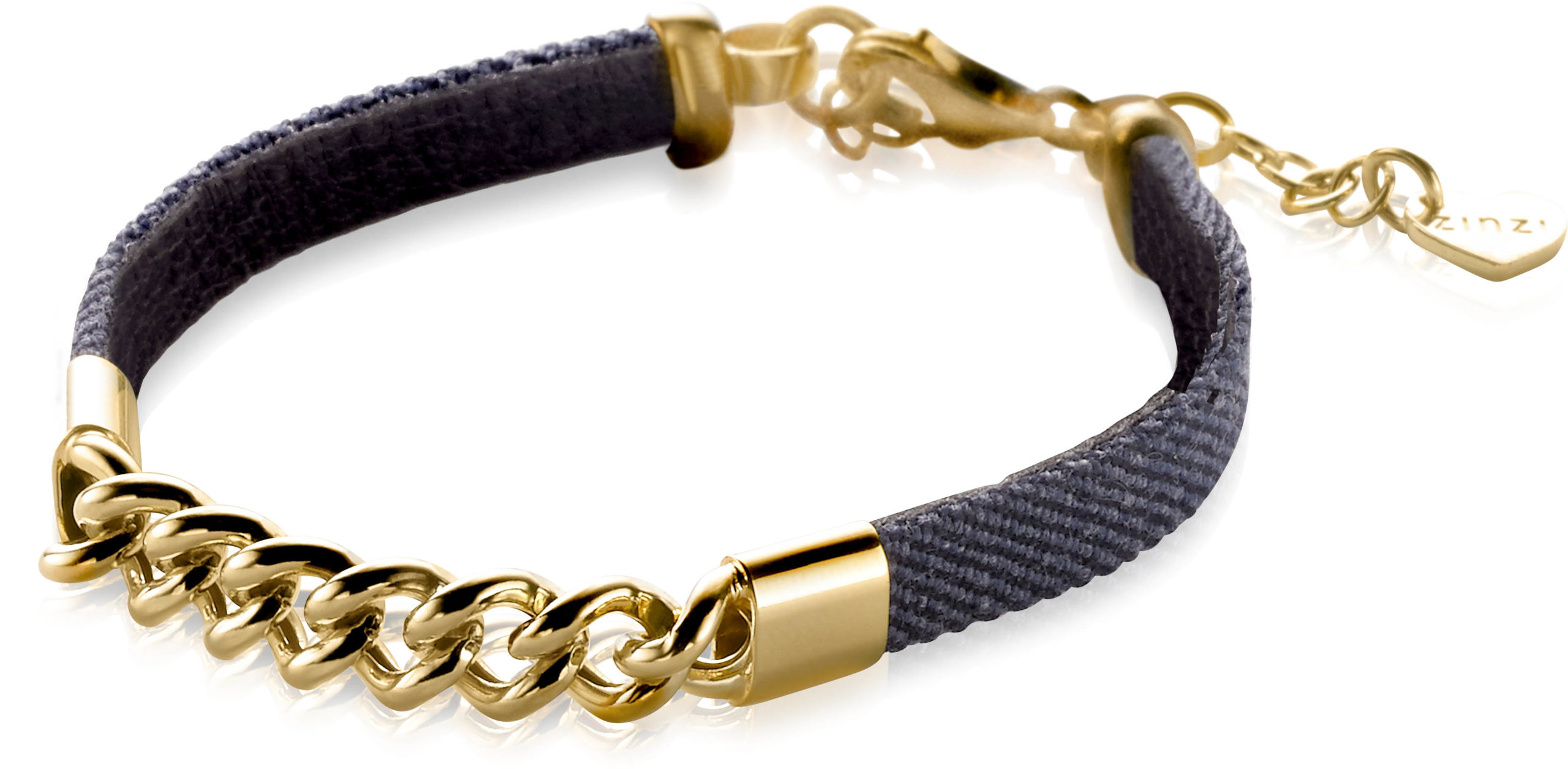 Beperkt Uitwerpselen Kritiek Wolters juweliers | ZINZI zilveren leren armband gourmet geel verguld blauw  17 – 23 cm ZIA1134G