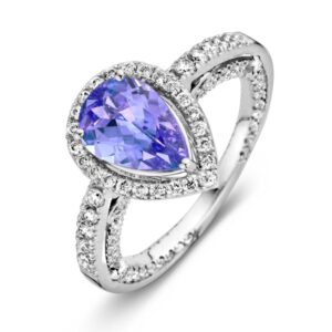 Ring witgoud tanzaniet + briljant